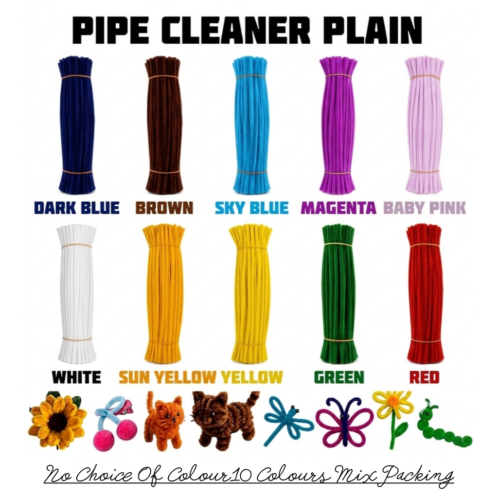 e318ced5-131b-444e-908a-3e18b4da824e Pipe Cleaner- Single Colours -100 Pc Pack (10 Assorted Colours) - Image 1