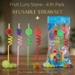 Fruit Curly Straw -4 Pc Pack