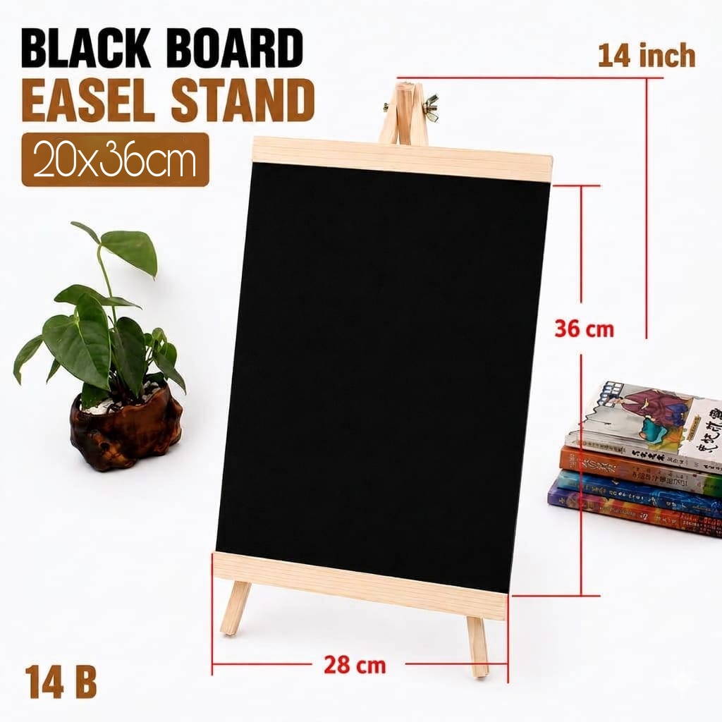 8ad45545-bd08-4878-af4a-9d561334ee18 Wooden Black Board With Easel Stand-20x36cm - Image 1