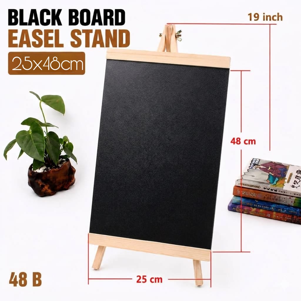 c225e302-7fd9-4f27-b5b3-3154d8f9b8a7 Wooden Black Board With Easel Stand-25x48cm - Image 1