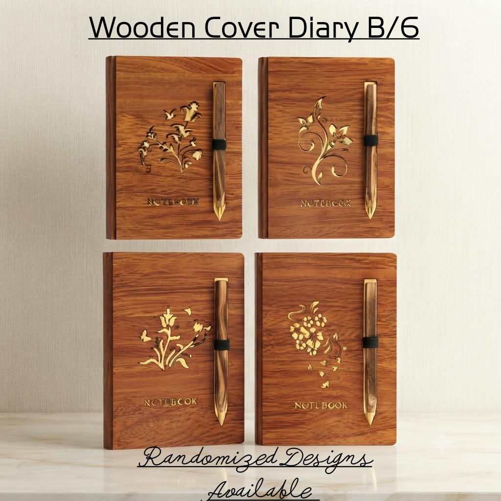 194b7233-51f7-4991-b7a7-4cc73f28bc35 Wooden Cover Diary B/6 - Image 1