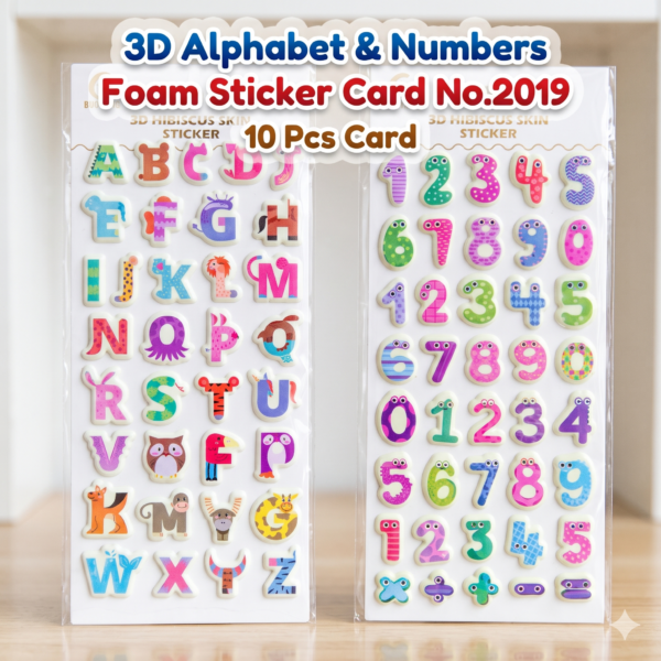 3D Alphabet & Number Foam Sticker Card No.2019