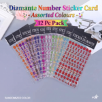 Diamante Number Sticker Card-Assorted Colour